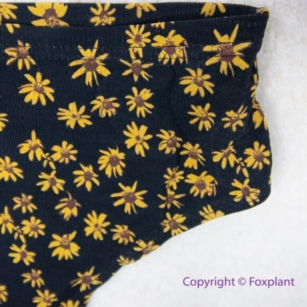 NEW  Free People x‎ Thrills black daisy high waist bikini bottom, US size XS
